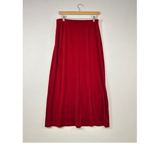 Elegant Velvet Maxi Skirt Womens Medium Red Long Holiday Formal Vintage Velour